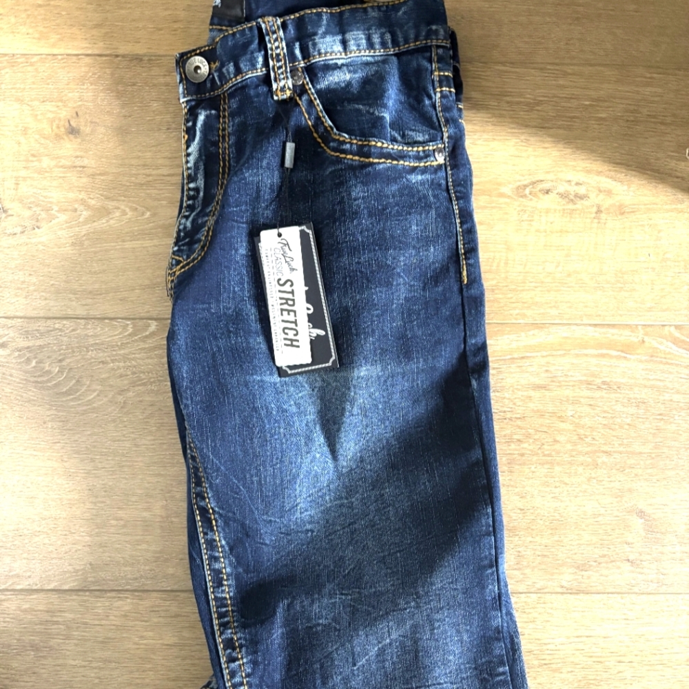 True Luck Men's Bootcut  Classic Stretch Denim Jeans Size W34/L30 Flap Pockets.